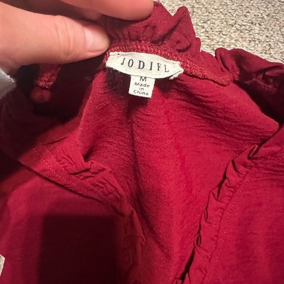 JODIFL Deep Red Ruffle Top - Picture 2 of 2